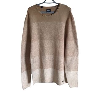 Hudson Horizontal Color Block Pullover Knitted Sweater‎ Gradient Men’s XL Tan
